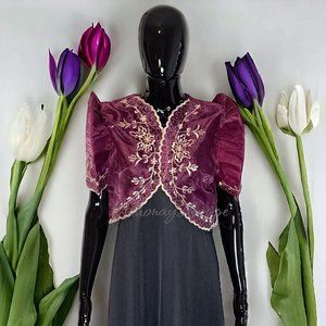 Magenta-Modern Filipiniana Bolero with Mestiza Sleeves